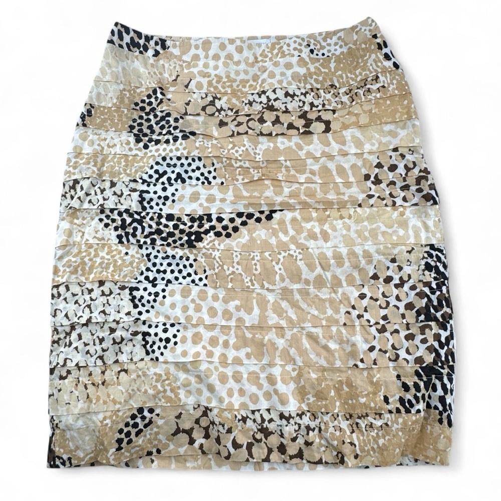 New York & Company Tan Animal Print Tiered Cotton Mini Skirt Size 0 Neutral Boho